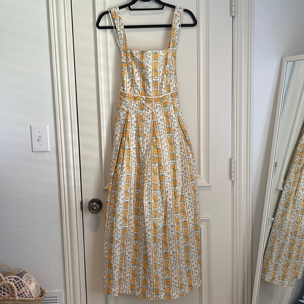 Mabel Italian/Tuscan Print Floral Stripe Dress (100% cotton outer, poly lining)